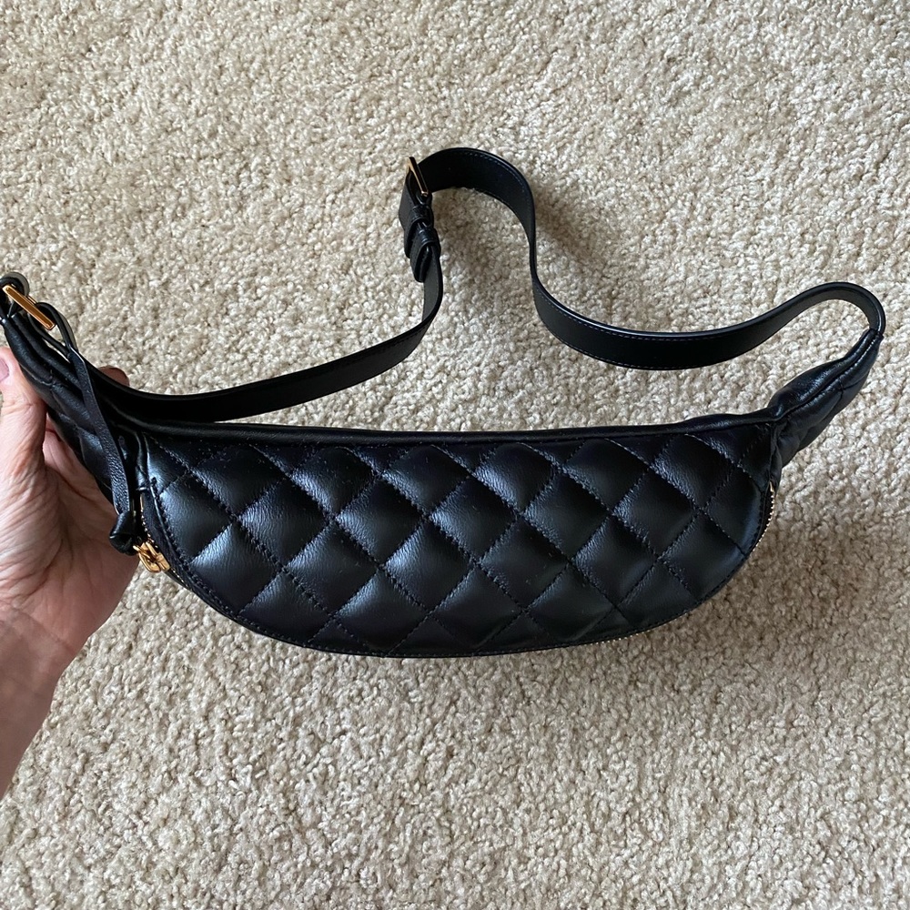 Versace Black Quilted Bum Bag, Belt Bag, Crossbody Chest Bag - Picture 8 of 12